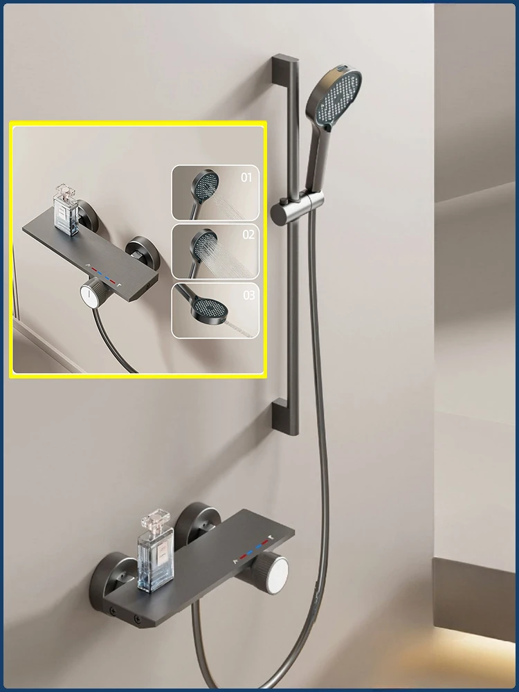 Two Ways Water Outlet Knobbed Bathroom Shower System Wall Mounted Bathroom Shower Faucet Set Rainlfall Sunflower Shower Set