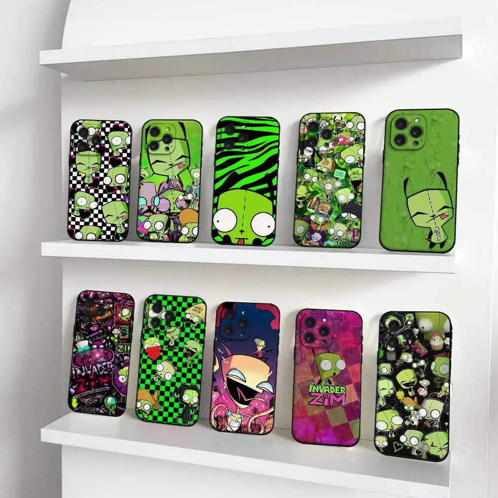 Coque de téléphone I-Invader Zim Anime pour iPhone 17 15 Pro Max 14 Pro 12 11 13 Mini X XR XS 16 Plus SE – Housse arrière