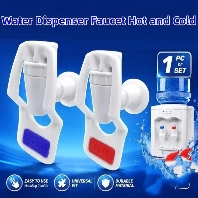 1/2 PCS Push Type Water Dispenser Plastic Tap Hot Cold Blue Valve Tank Drinking Fountains No Leak Easy