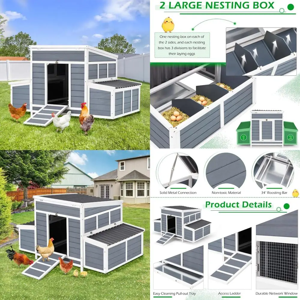 

Большая куриная хижина 56 с 6 ящиками для гнездования, уличный деревянный курятник и клетка для куриного домика