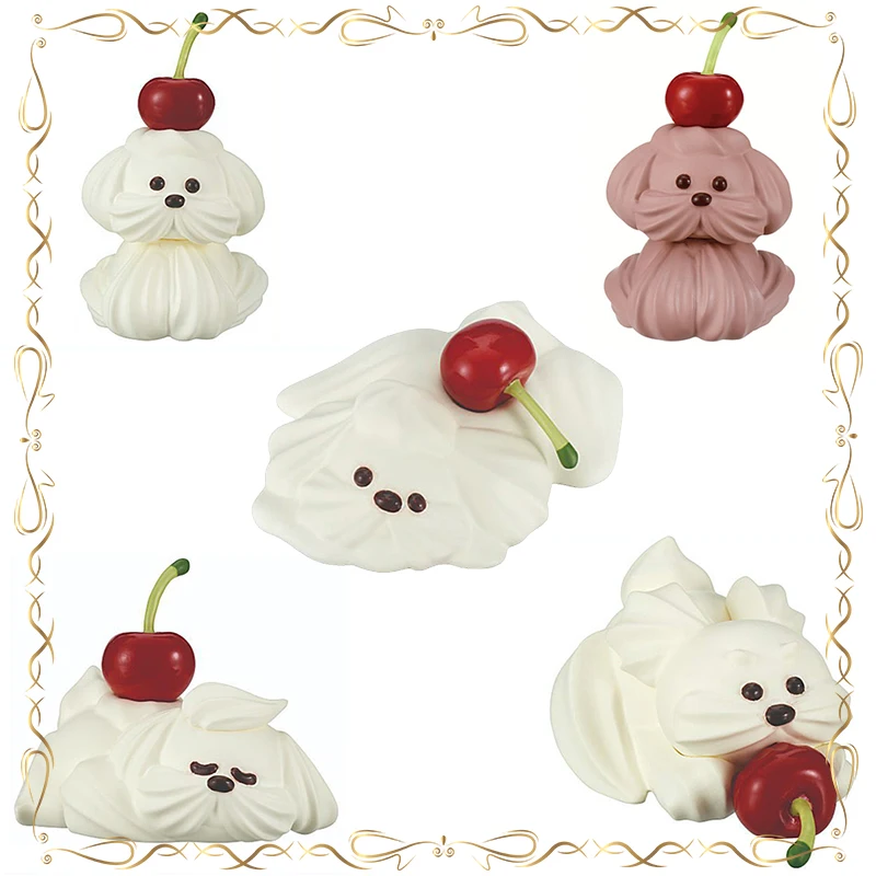 

Пудель Гашапон Кремовое моделирование Коллекция сувениров Настольный орнамент Фигурка Модель игрушки