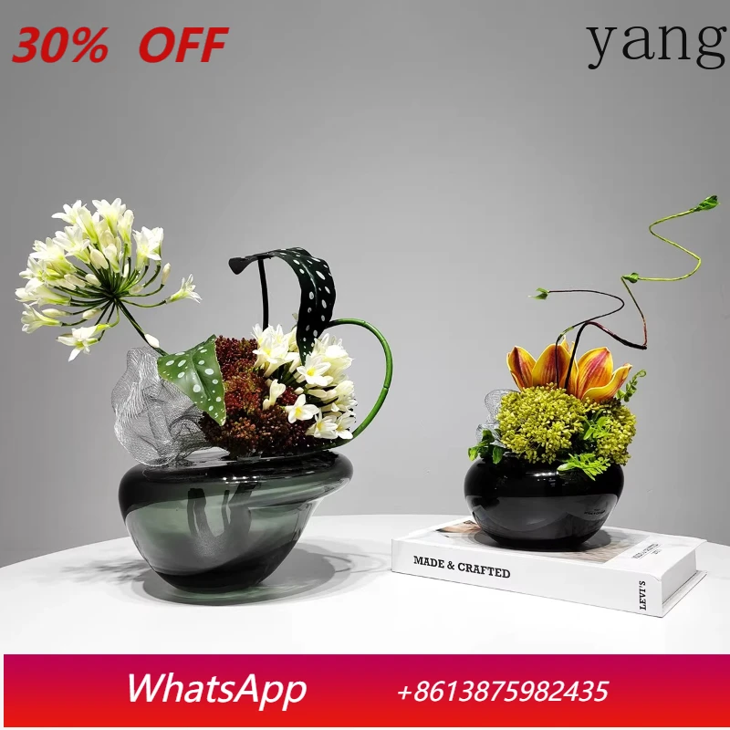 

LTT Modern Light Luxury Creative Handmade Glass Vase Ornament Home Premium Soft Decoration