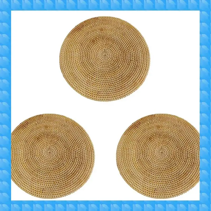 

ETRT 3X салфетки из ротанга ручной работы, круглые плетеные коврики для стола, салфетки из натуральной ткани для обеденного стола, термостойкие коврики