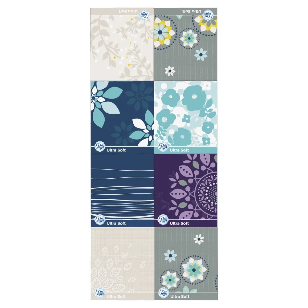 مناديل الوجه فائقة النعومة غير محلول ميجا كيوب 72 مناديل 8 عبوات غير معطرة بقوة إضافية ماصة لطيفة لتخفيف الحساسية ناعمة