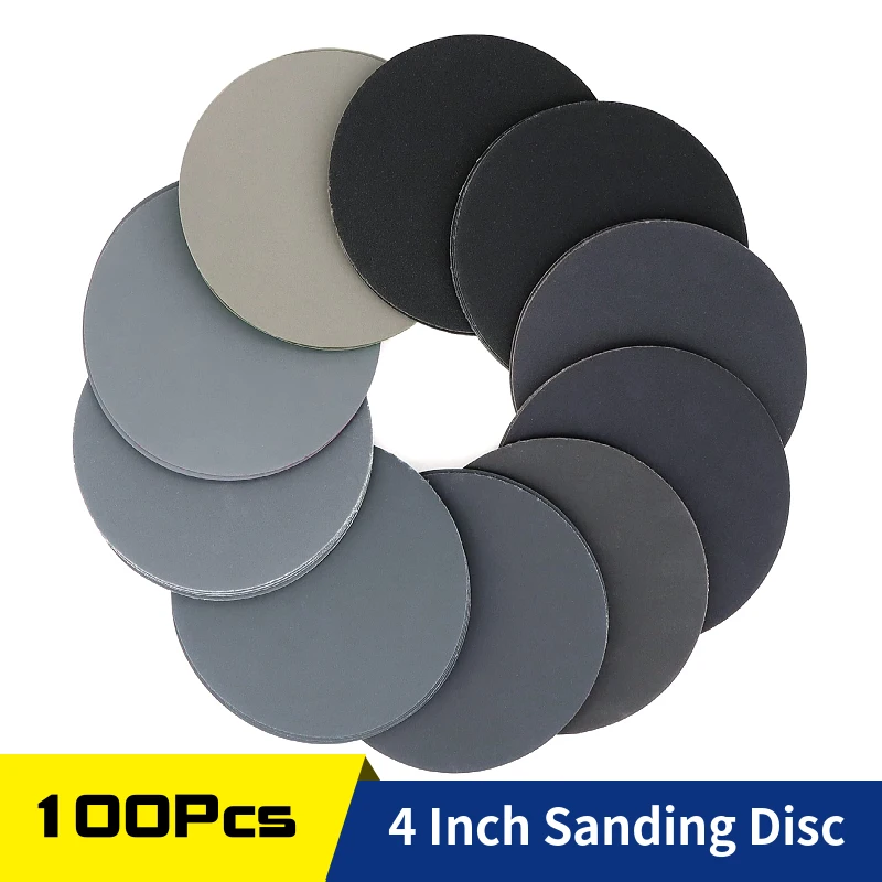 

100Pcs 4 Inch Sanding Discs Wet Dry Sandpaper 240-3000 Grit Hook Loop Sanding Sheets 100mm for Sander Grinder Polishing Grinding