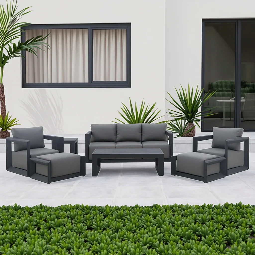 

Best Price Black Luxury Patio Conversation Couch Aluminum Outdoor Garden Sofa Set