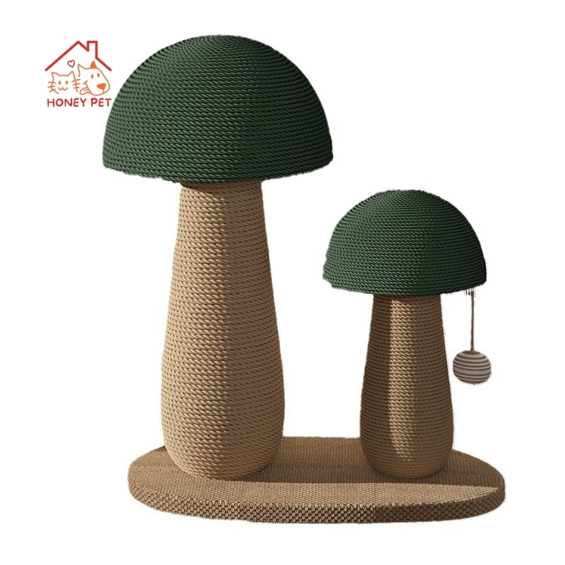 Mushroom Cat Scratching Board Wear-resistant Non-Debris Vertical Sisal Rope Claw Sharpening Tease Cat Toys Rascador Gato