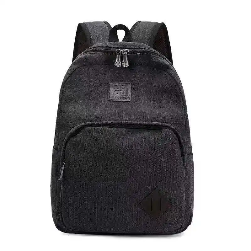 Mochila masculina casual lona bolsa de ombro duplo moda retro mochila computador saco de viagem