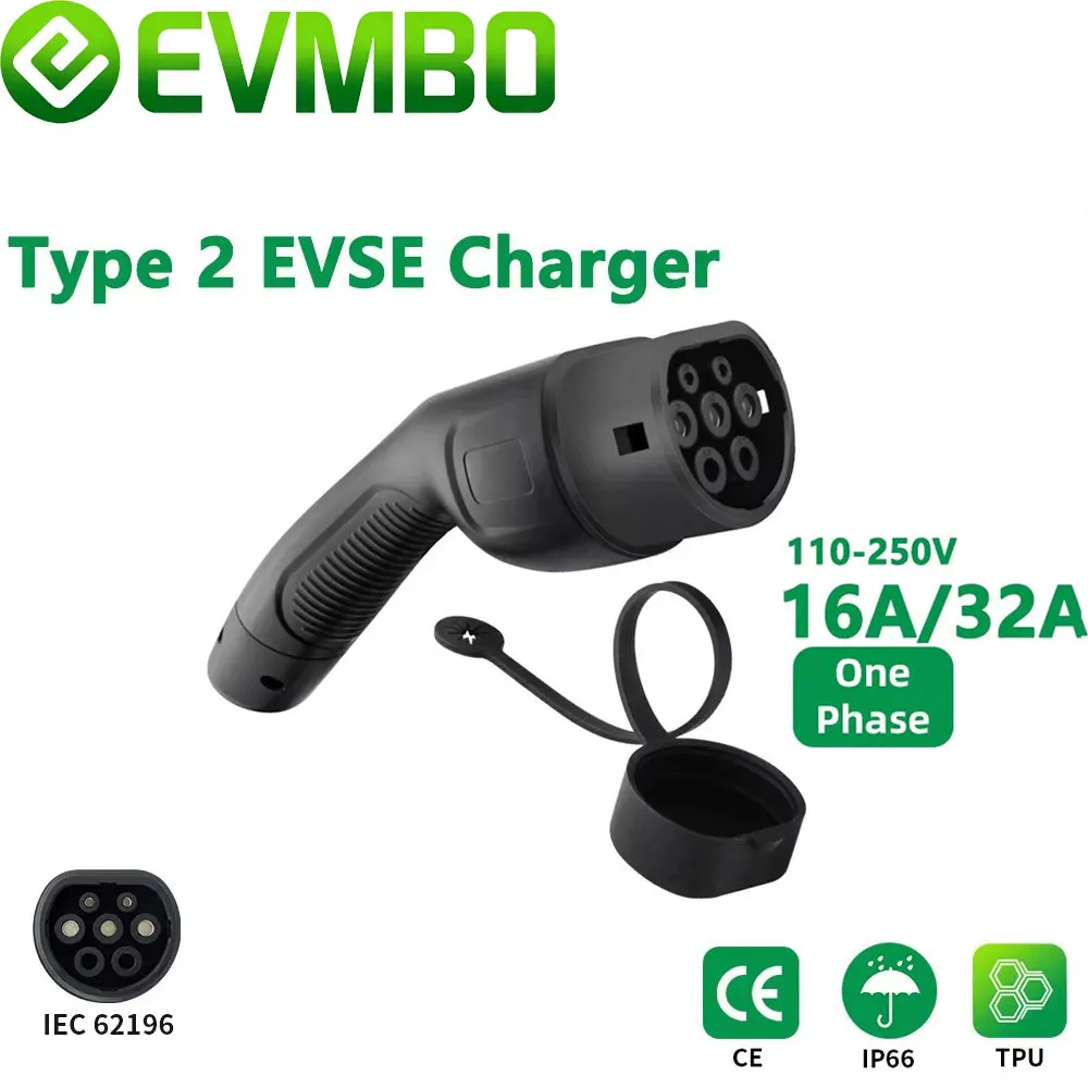 EVMBO Type 2 Female EV Charger Plug IEC 62196-2 Convertor 16A/32A for Electric Car Vehicle Charging Station