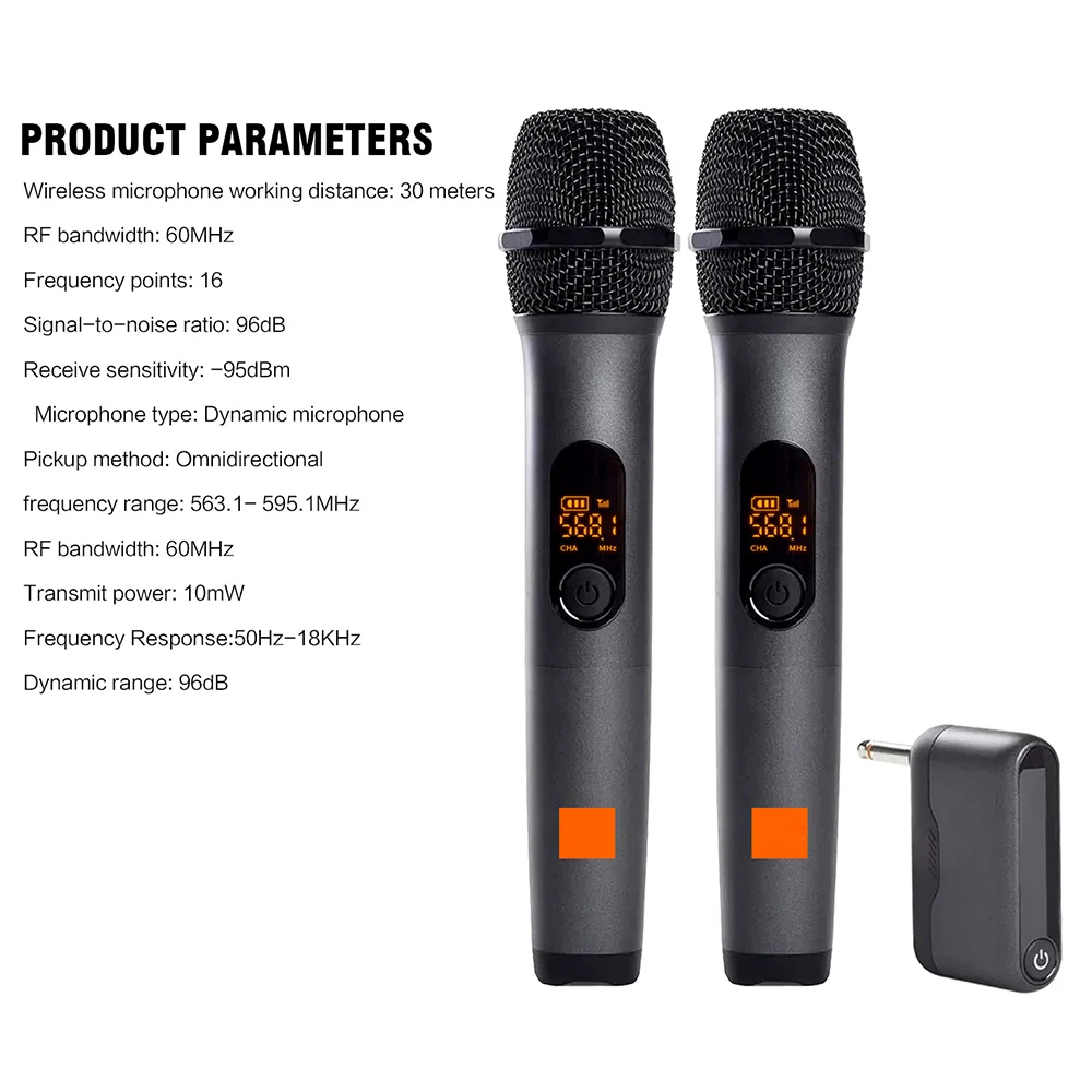Wireless Microphone JBL 2 Channel UHF Wireless Cordless Handheld Microphone Karaoke Mic System For Church Party Speaker