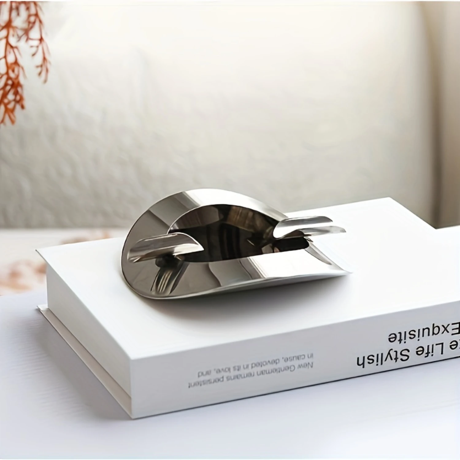 Роскошная круглая серебряная пепельница высокого класса из нержавеющей стали — декор для дома и офиса — стильная, функциональная