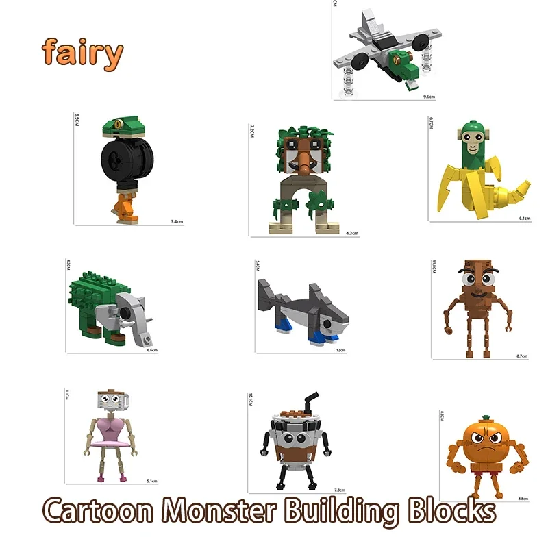 

10-piece Set Italian Brainrot Animal Fighter MOC Building Blocks Tung Tung Tung Sahur Monkey Toy Gift Desk Ornament Party Favors
