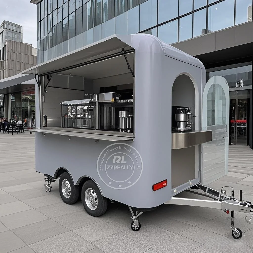 Street Food Trailer Coffee Van Catering Cart Burgers Fries Ice Cream BBQ Bus Mobile Food Truck for Sale With DOT Certification