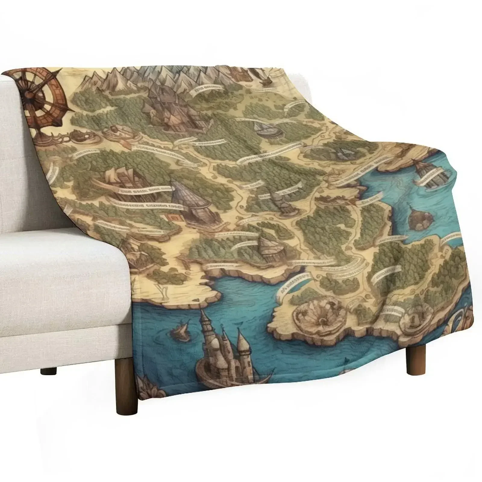 Dnd Fantasy Map Throw Blanket Lightweight Cozy Blanket for Bed Sofa