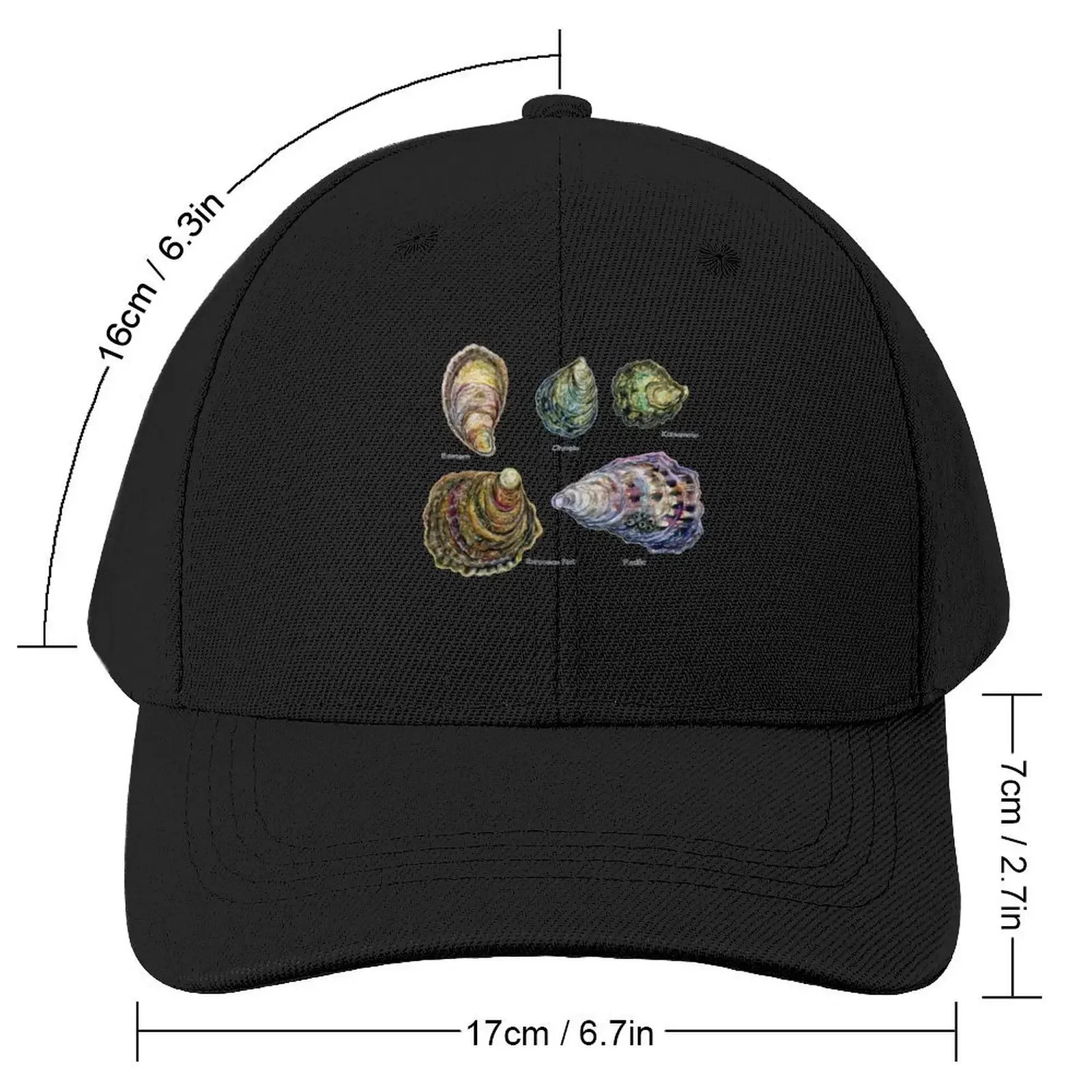 Oyster Types Watercolor Baseball Cap Hat Beach Christmas Hat Sun Hat For Children Women's Hats Men's