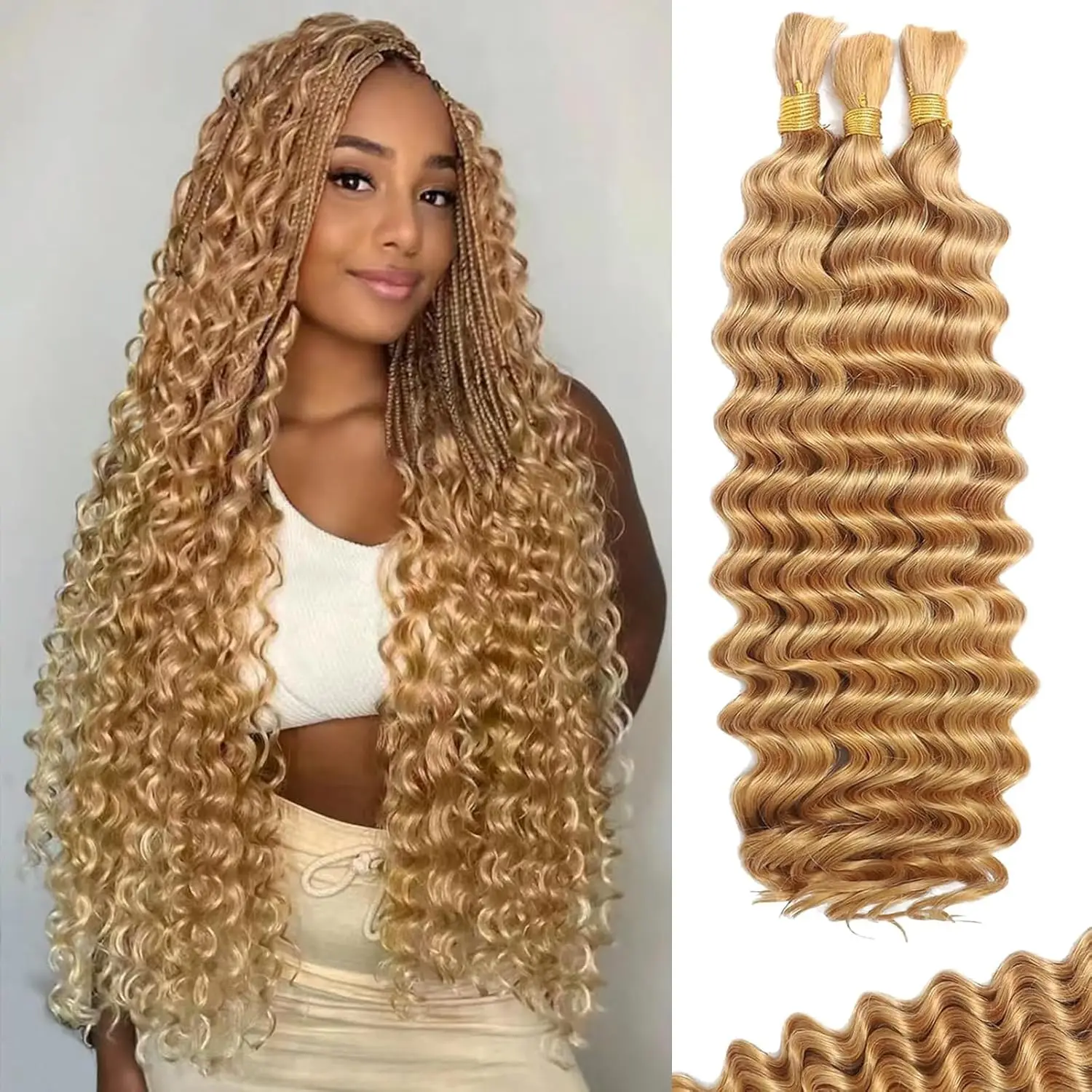 

Наращивание волос из натурального человеческого волоса, цвет 27, глубокая волна, для плетения в стиле бохо