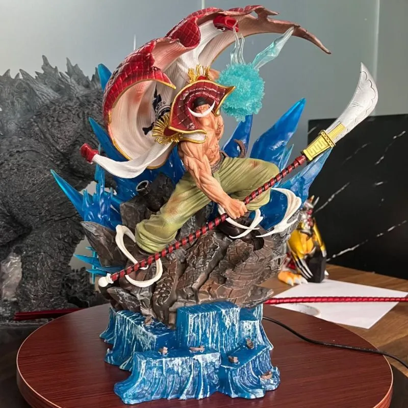 

38cm Edward Newgate Figure One Piece Anime White Beard Pirates Famous Naval Battle Scene Emit Light Pvc Model Desktop Gift Toy