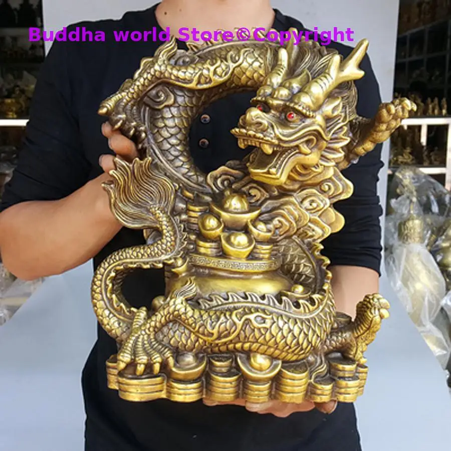 

Asia HOME Bring wealth money ZHAO CAI GOOD LUCK Royal Dragon JU BAO PEN FENG SHUI Statue Home store Company mascot talisman