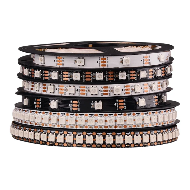 2m 5m WS2812B Led Lights WS2812 RGB Led Strip Light Individually Addressable Led Light Strip Black White PCB IP30 IP65 IP67 DC5V