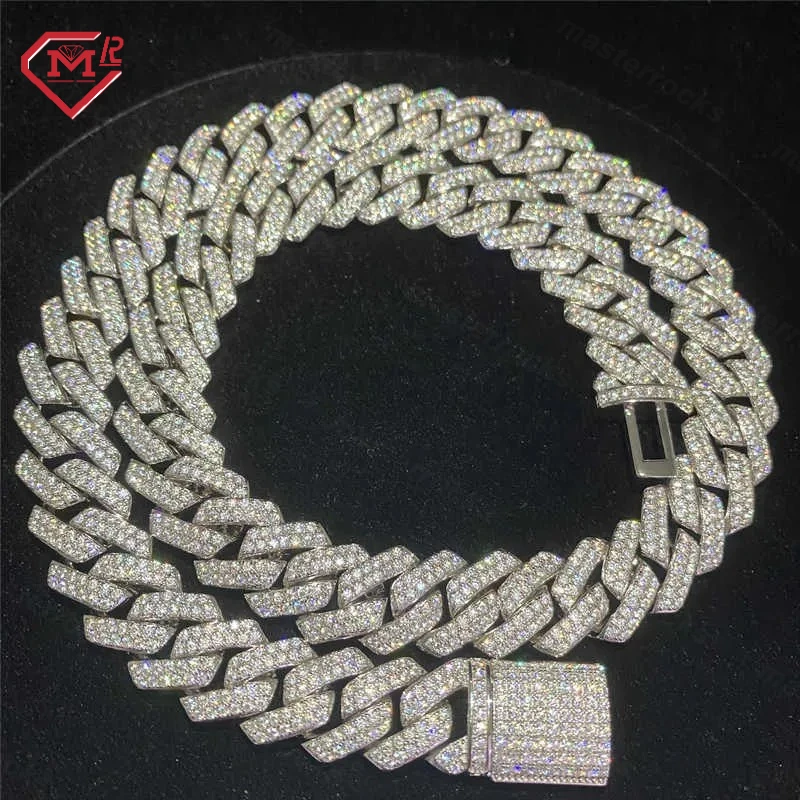 

Customized 925 Sterling Silver Iced Out 12mm Cuban Necklace Hip Hop Men Bling Vvs Moissanite Diamond Cuban Linke Chain