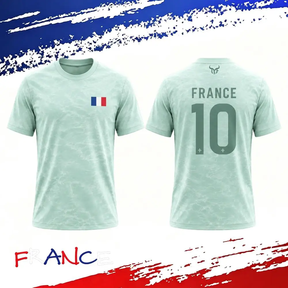 France Flag Flag Print Football T-shirt 2026 New Outdoor Sports Breathable Quick-drying Short-sleeved Top Unisex Casual Tees