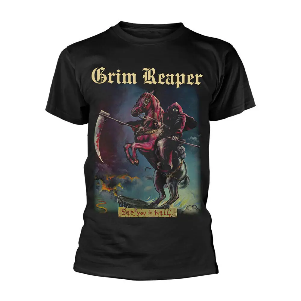 Men's Grim Reaper See You In Hell T shirt Large Black