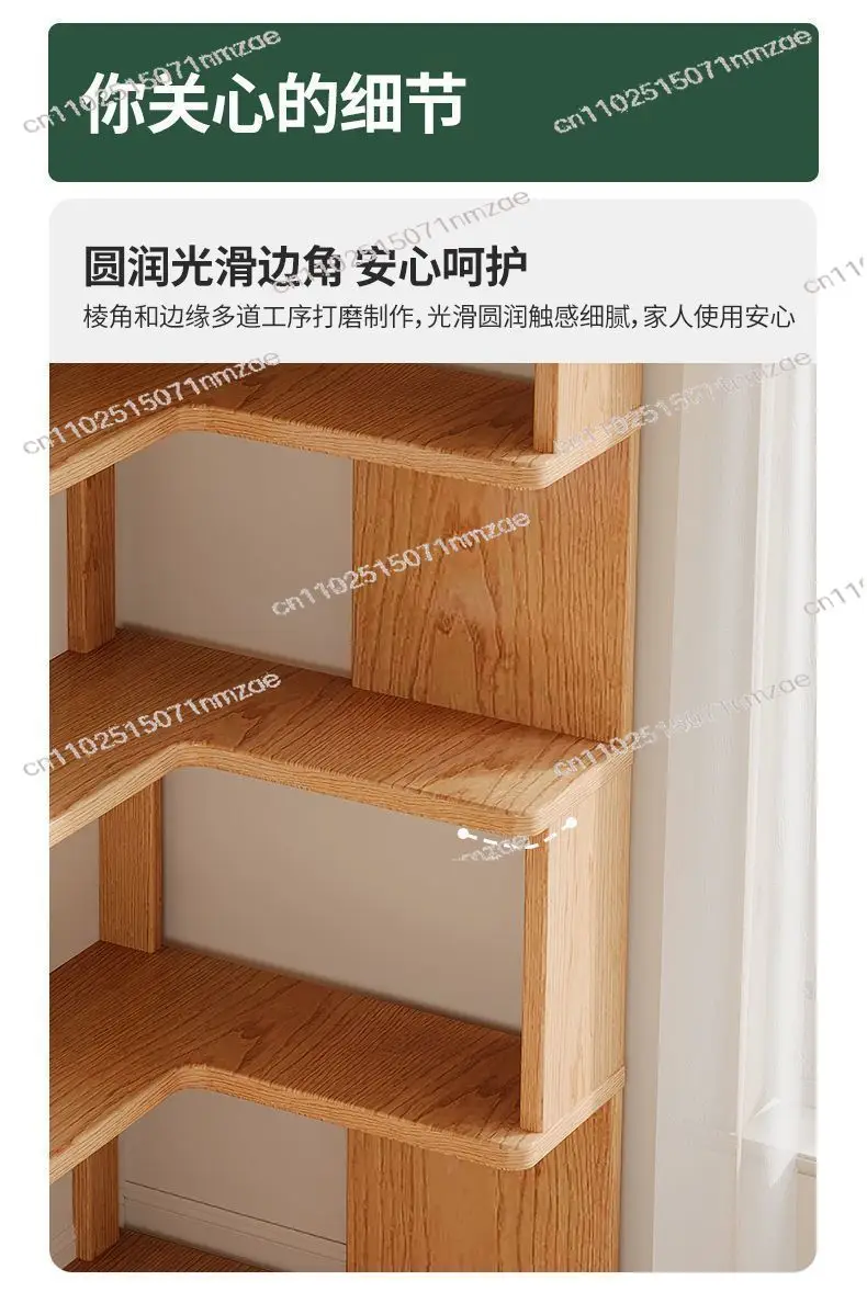 Solid Wood Floor-to-ceiling Corner Cabinet, Multi-layer Corner Bookshelf Storage Rack for Home Organization
