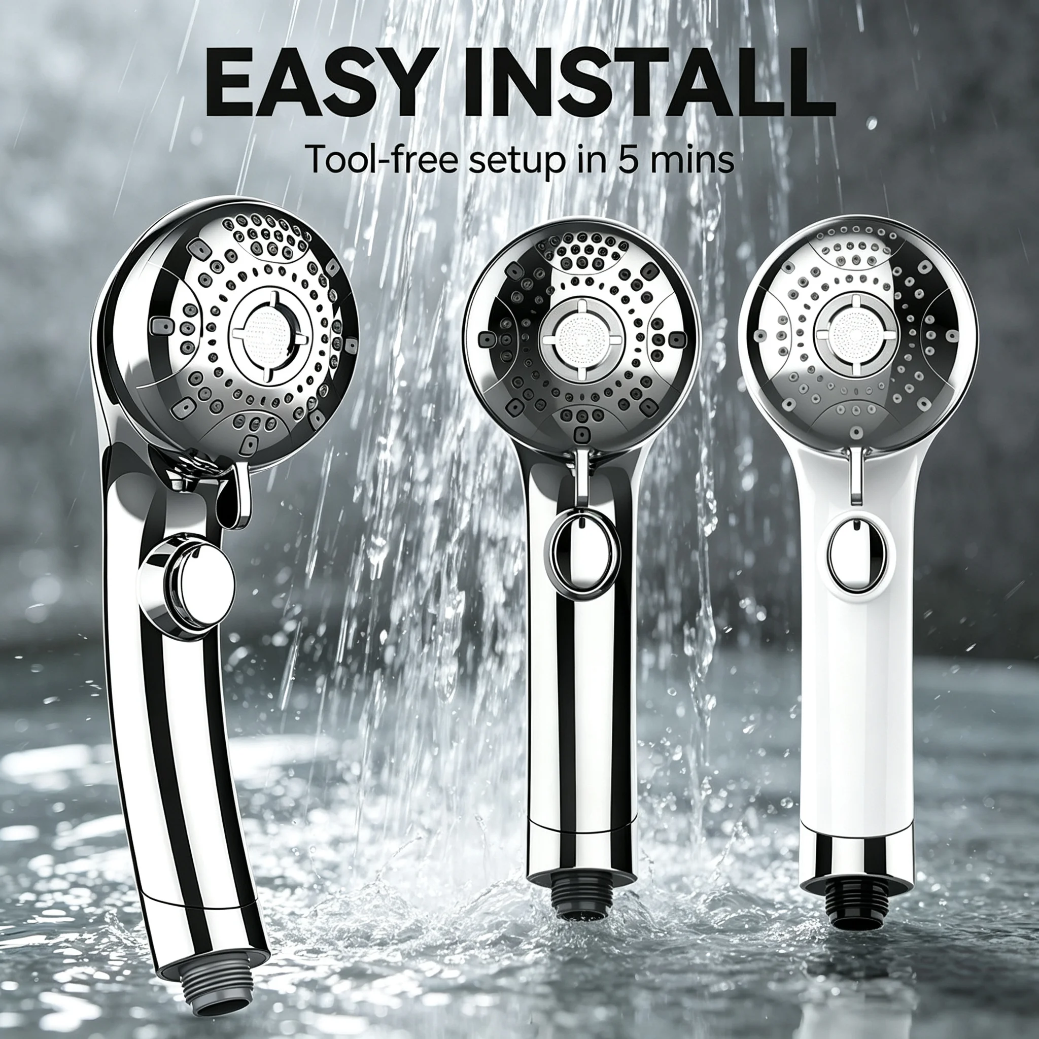 Soft Mist Nano Hand Shower Head Japan High Pressure 6 Spray Settings Gentle Skin Feel One Hand Stop Function Easy Install