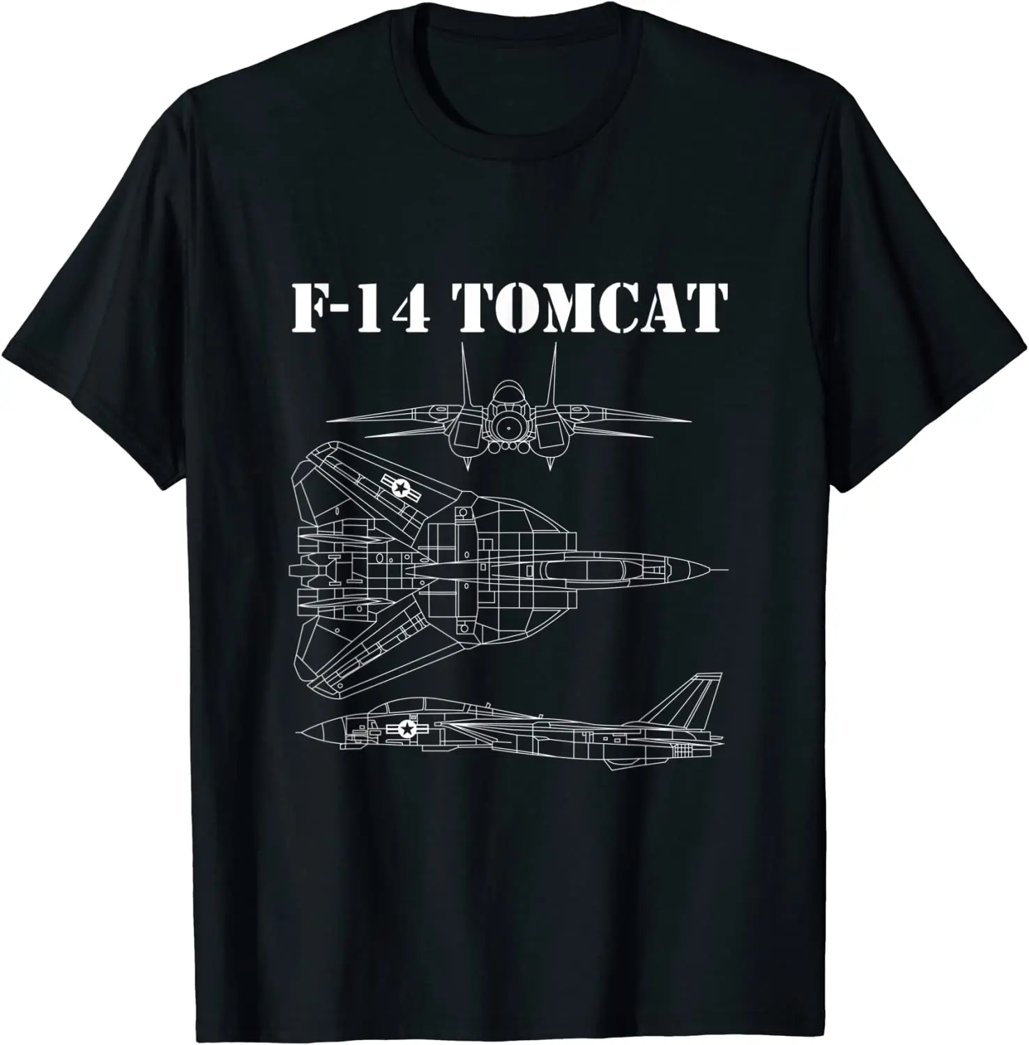 

White F14 Tomcat Airplane Schematic F-14 Jet Men T-Shirt Short Sleeve Casual 100% Cotton O-Neck Summer Shirt