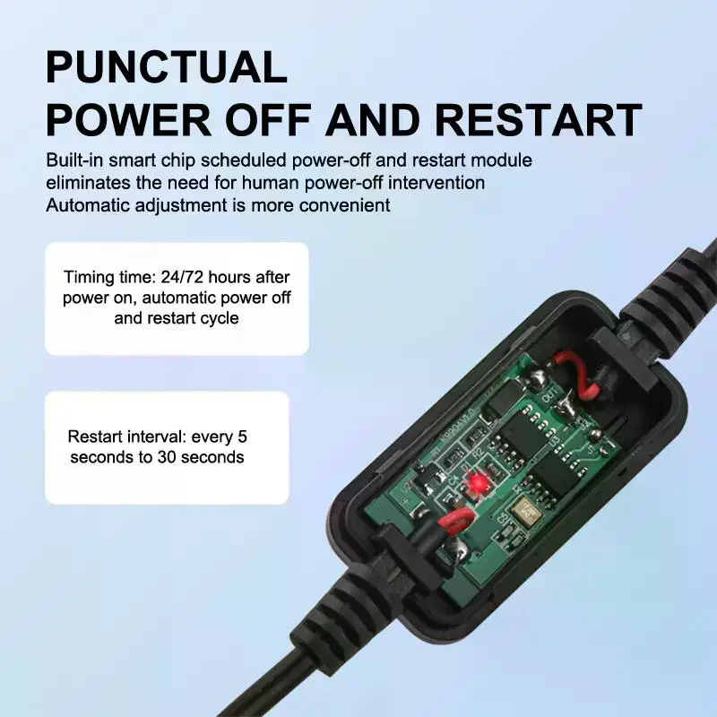 Automatic Router Modem Restart Power Cable 24 72 Hours Auto Cycle Fast Reboot For Home Office Stable Network Operation