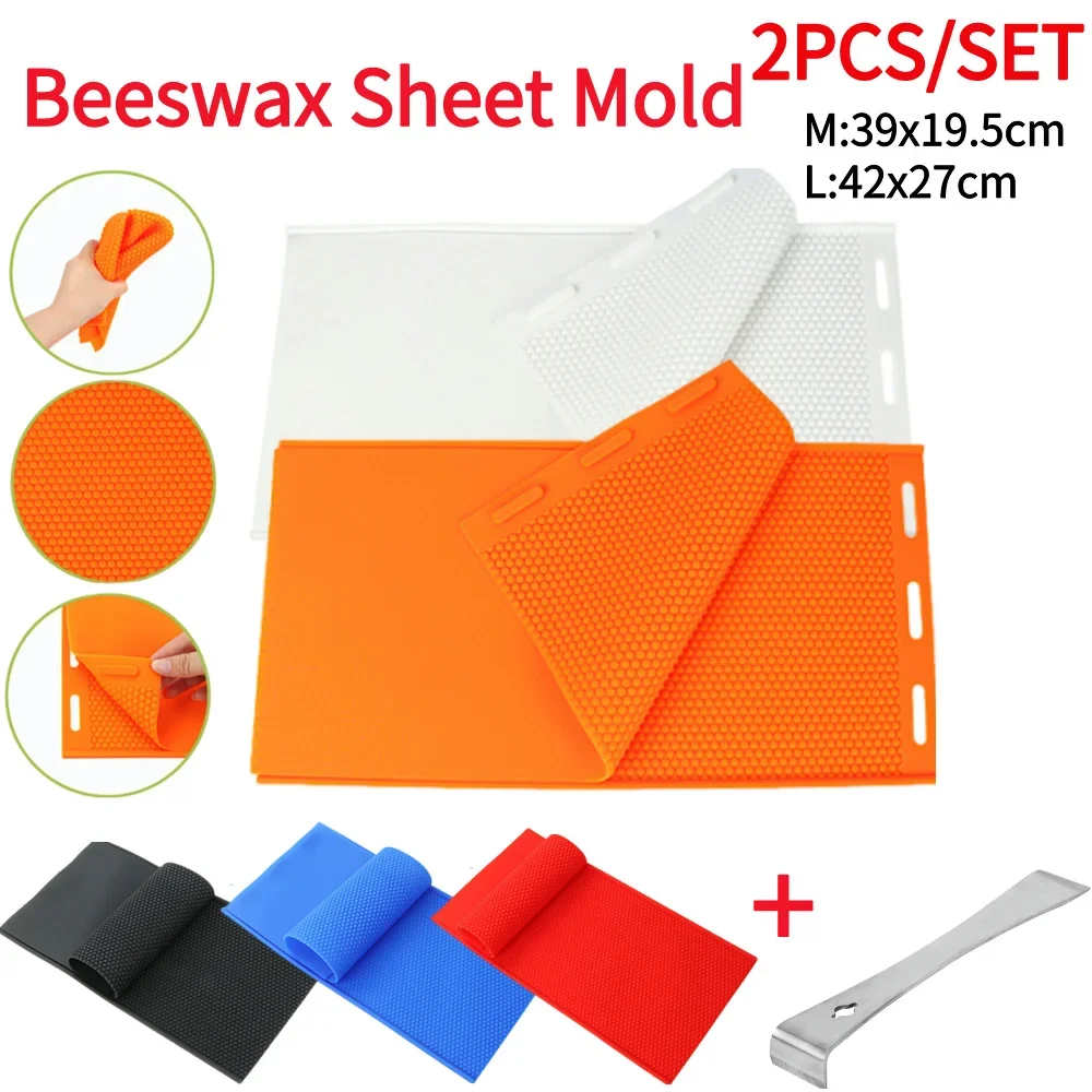 2pcs Beewax Foundation Sheet Mould Flexible Beeswax Foundation Press Mold Silicone Harmless Handmade Durable Beeswax Making Tool