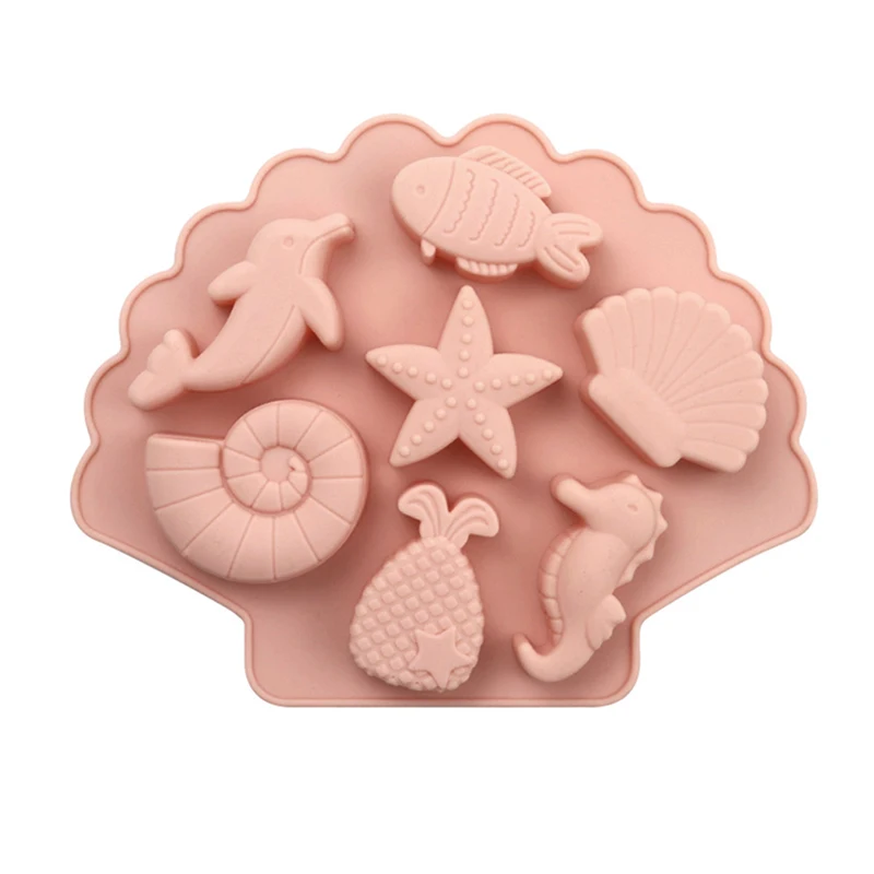 Under The Sea Silicone Chocolate Mold Ocean Marine Animal Dolphin Mermaid Tail Soap Mold Cake Decorating Tools Cupcake Topper