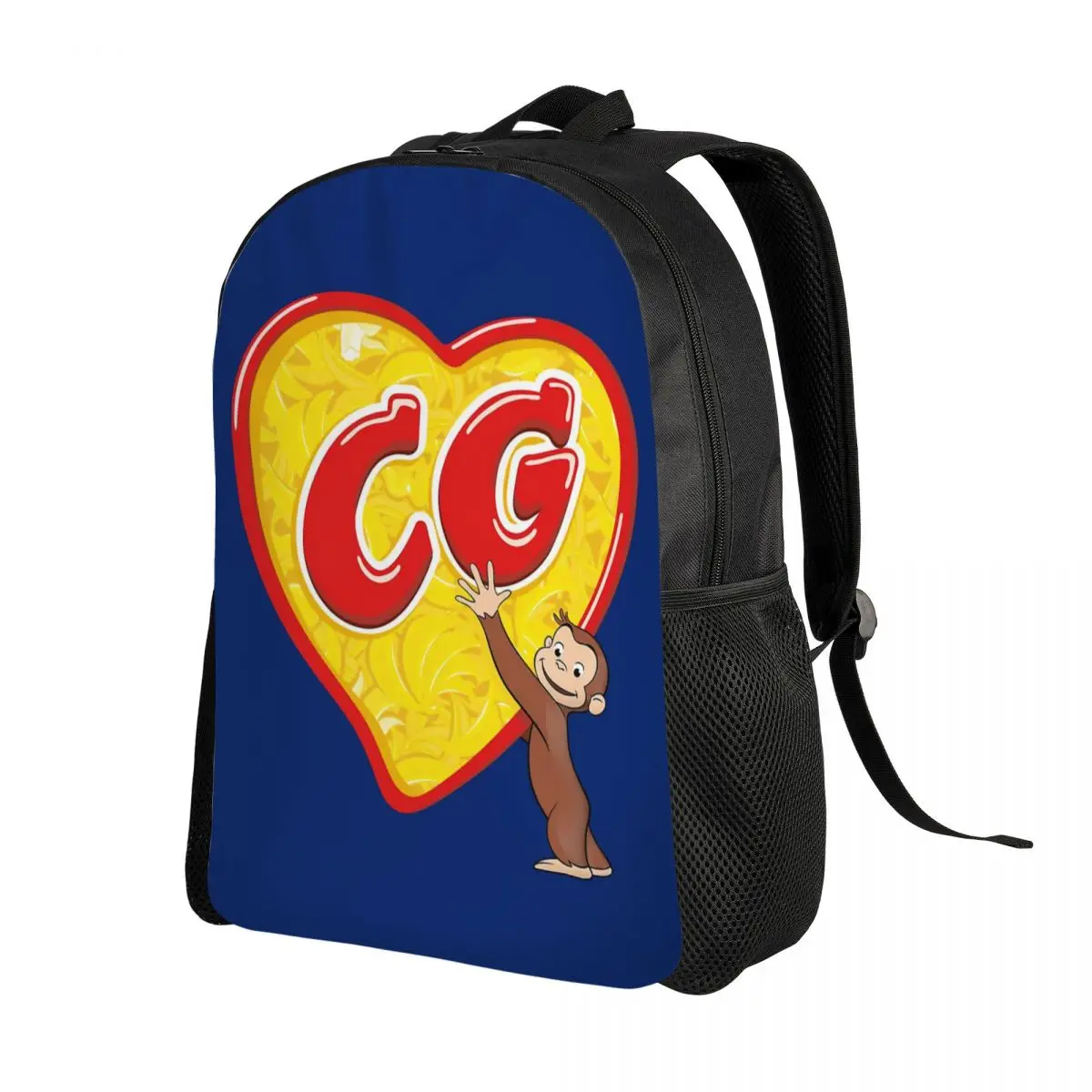 

Curious George C G Love Heart Laptop Backpack Women Men Basic Bookbag for School College Students Monkey TV Series Bags