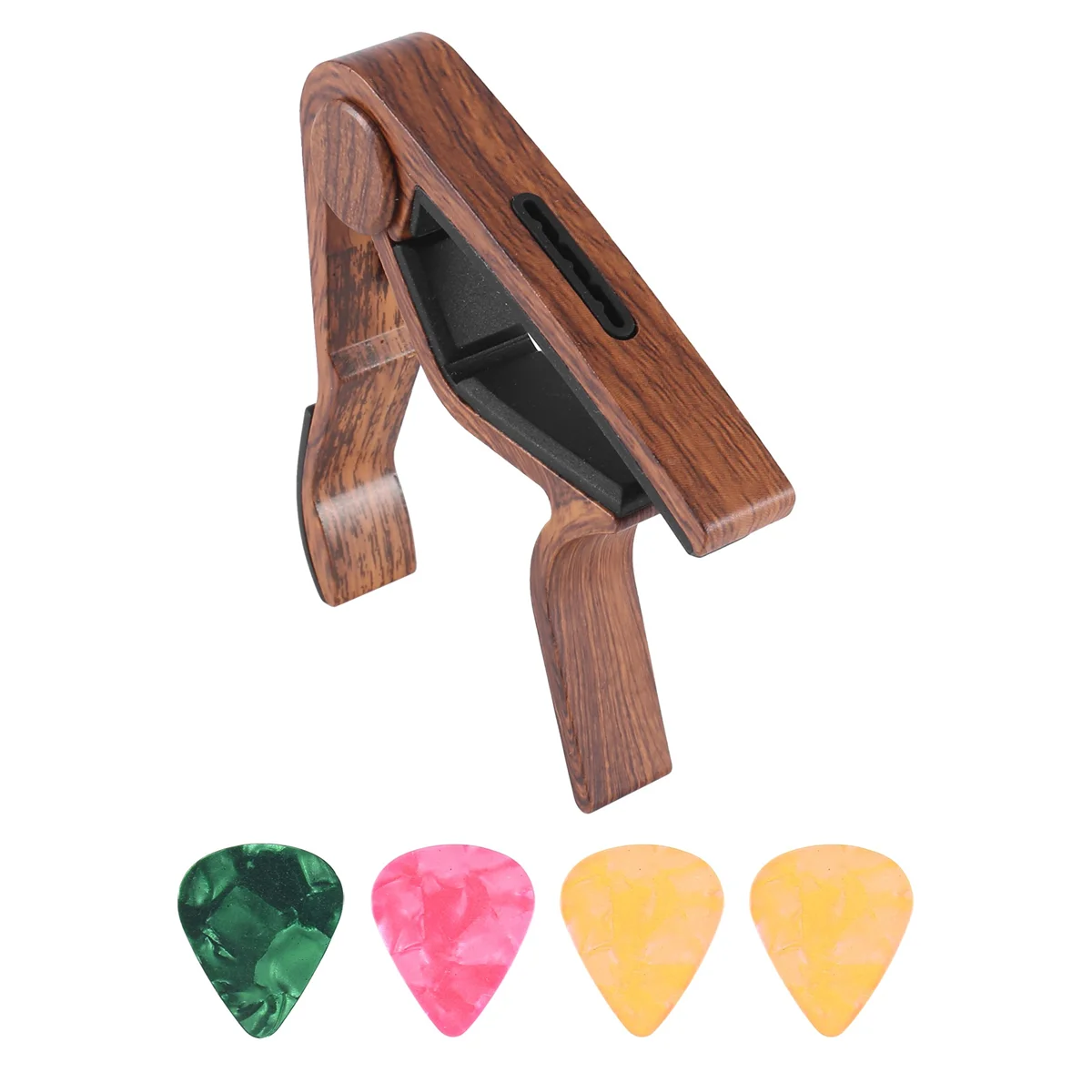 Capo com suporte Pick e 4 picaretas de guitarra, para guitarra acústica, Ukulele, bandolim