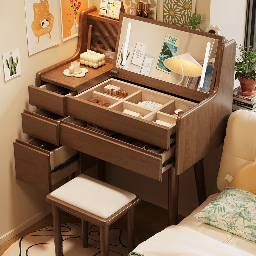 Solid wood dresser, storage cabinet, dressing table, desk, dressing table, integrated modern simple bedroom, flip top dressing