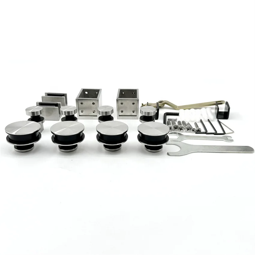 سكة تعليق من الألومنيوم المصنوعة من الزجاج المقسى مقاس 8-12 مم، مجموعة أدوات باب منزلق للاستحمام الهيدروليكي المزدوج #4