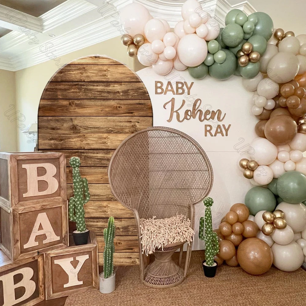 Wood Arch Cover Photo Background Double Sided Wooden Pattern Chiara Arch Cover for Wedding Birthday Baby Shower Backdrop Decor