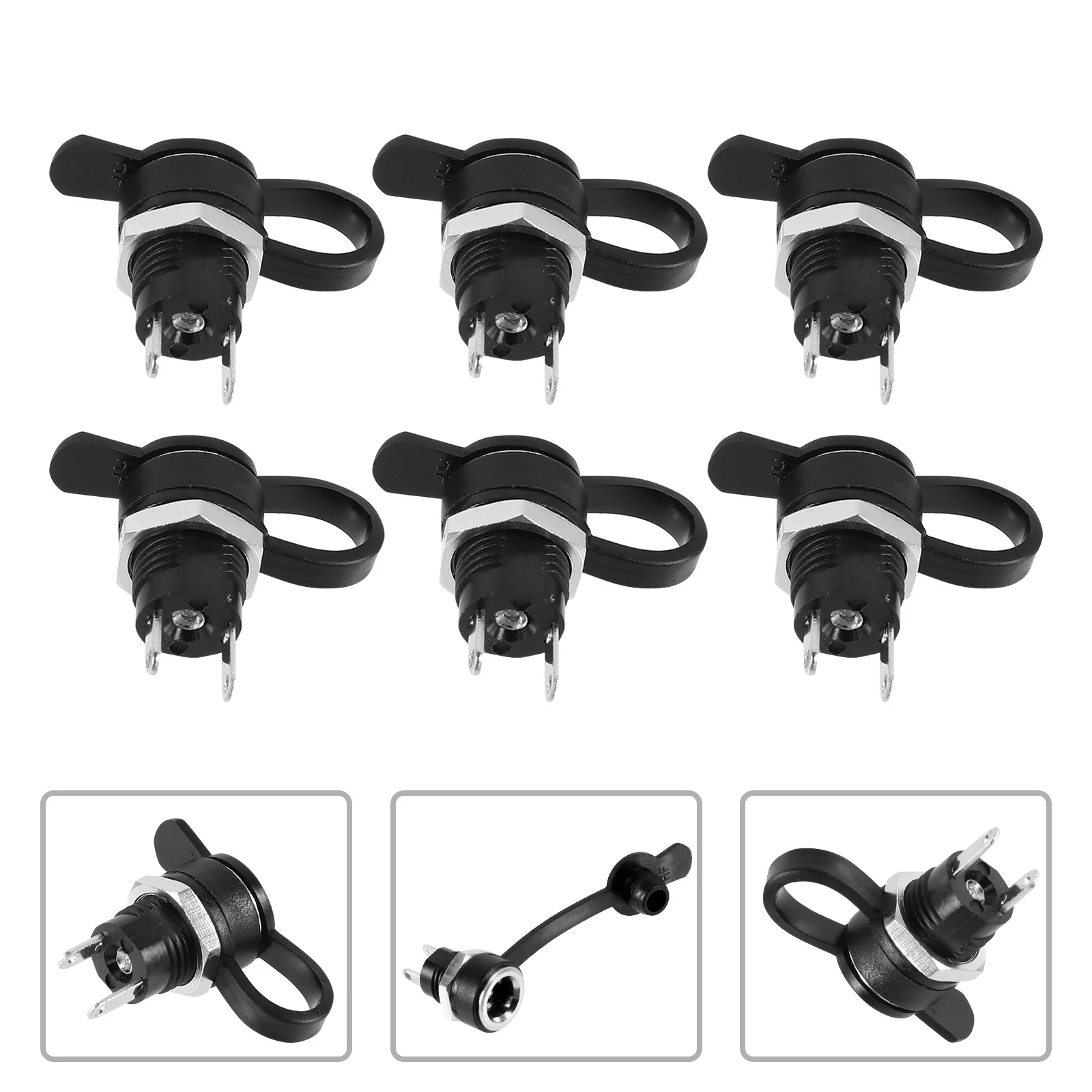 

24Pcs Dc Power Socket Female Panel Mount Adapter Threaded 21mm Waterproof Covers Insulated Durable Electrical Connector