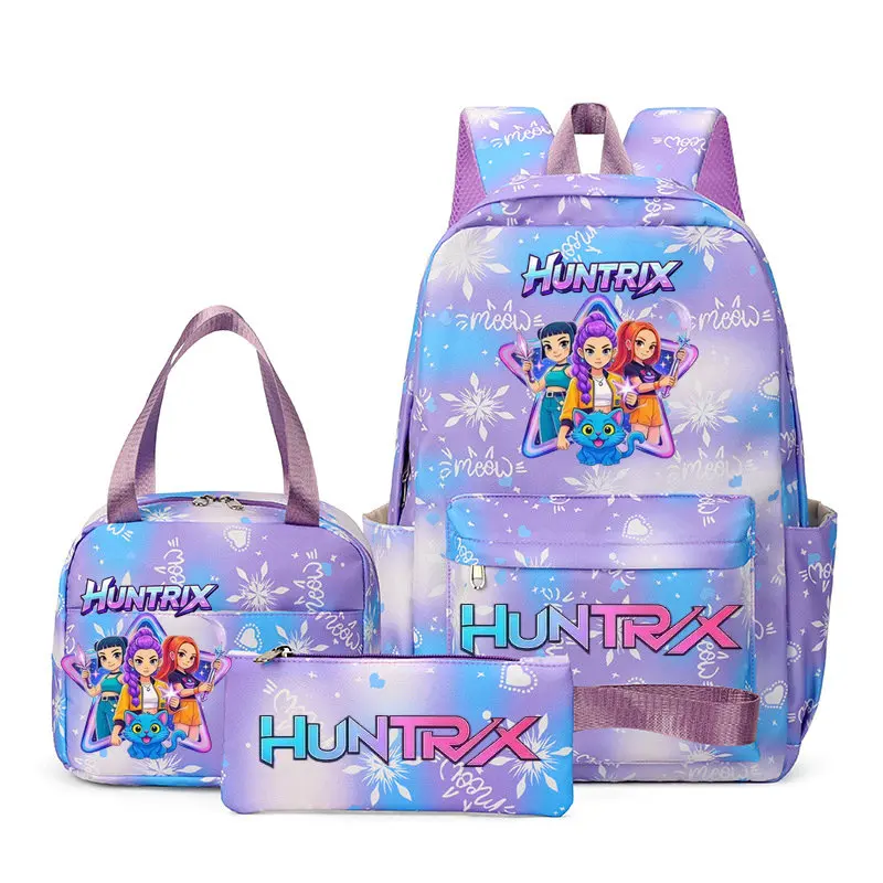 Backpack 3pcs set KPop Demon Hunters School Bag Lunch Bag Pencil Case Girl Back To School Gift Leisure Mochila Teens Travel Bags
