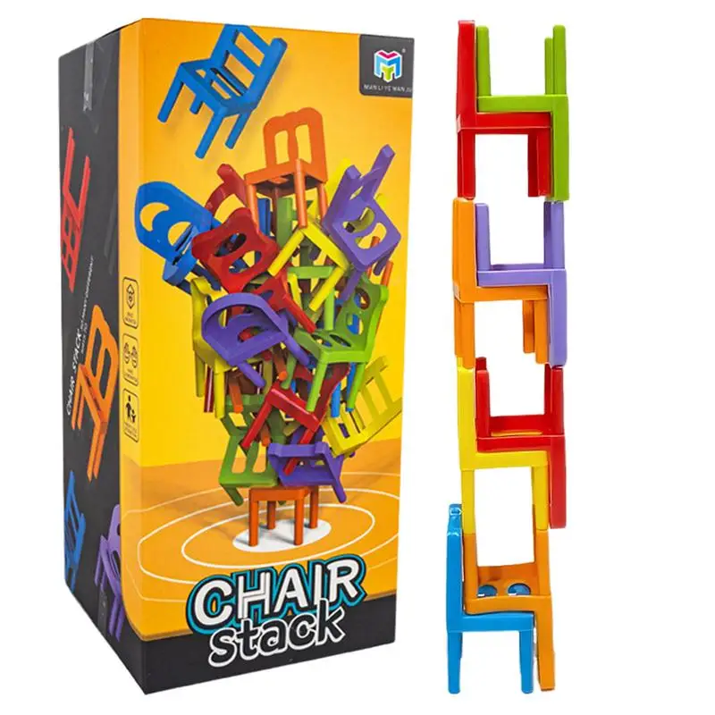 

Stacking Chairs Game Colorful 24PCS Children's Educational Chair Stacking Tower Game Parent-Child Interactive Funny Balancing To