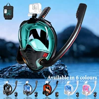 Máscara de Snorkel para Adultos con Doble Tubo de Respiración, Soporte para Cámara Panorámica, Revestimiento de Silicona, Disponible en 6 Colores