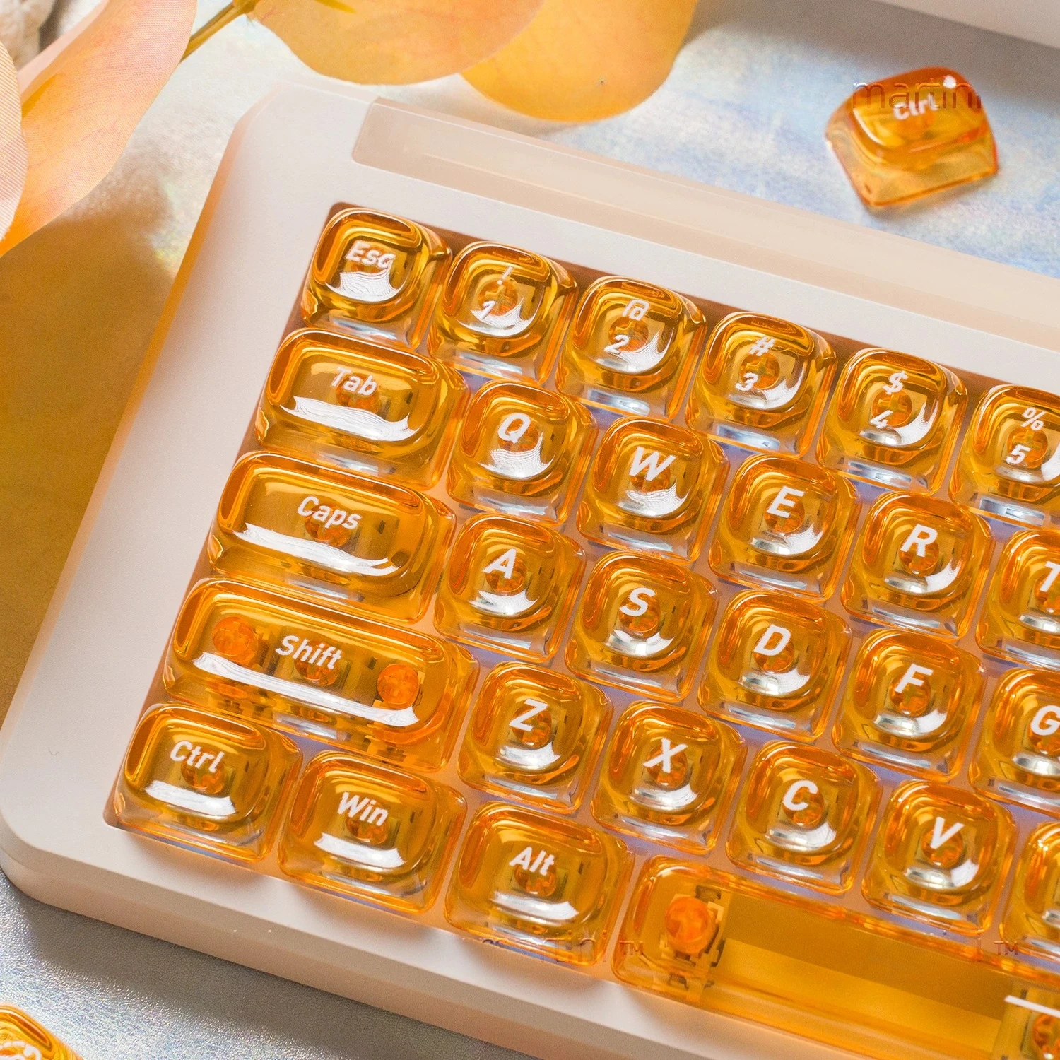 MAIMOOO Orange Soft Candy Jelly Keycaps PC Translucent MOA Profile Cute Ice Crystal Texture Mechanical Keyboard Custom Keycap