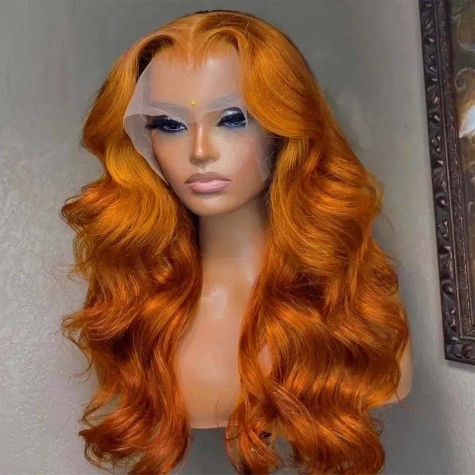 13x4 Ginger Orange Colored Lace Front Wig 100% Human Hair Wigs On Clearance Sale Glueless Body Wave Lace Frontal Wig Human Hair