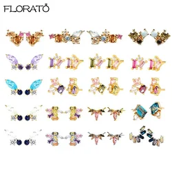 Brincos de cristal colorido para mulheres, agulha de ouvido de prata esterlina 925, joias simples e requintadas, presentes de aniversário populares, moda