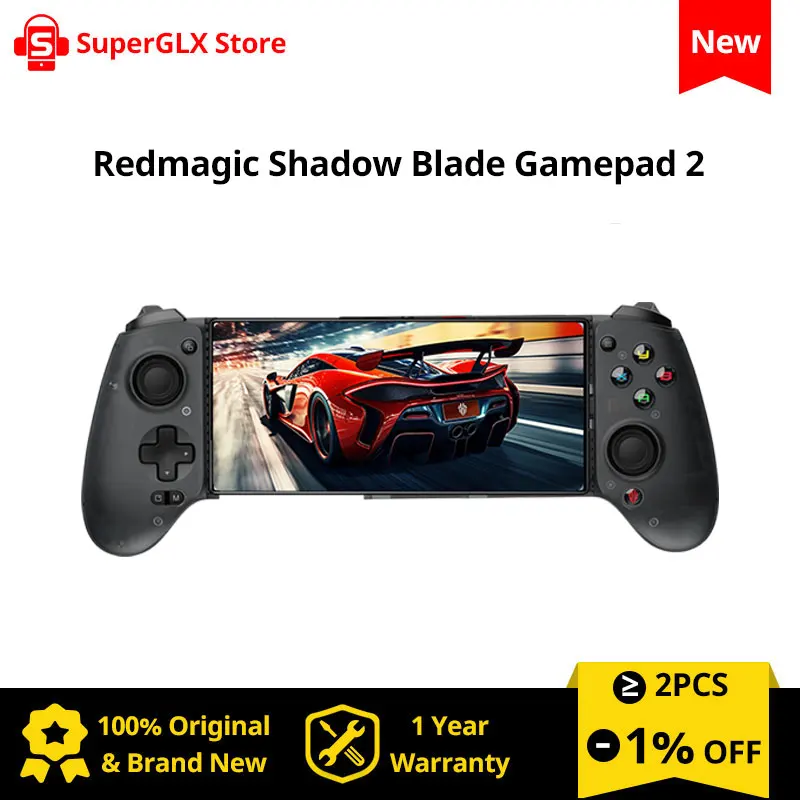 Original Redmagic Shadow Blade Gamepad 2 Black Textured Soft Rubber Grips Type-C Phone Controller for Red Magic 9 Pro+ & 8 Pro