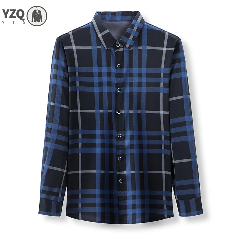 Nuova camicia da uomo Casual stampata a maniche lunghe con risvolto per la moda primaverile e autunnale confortevole Top senza rughe senza stiratura