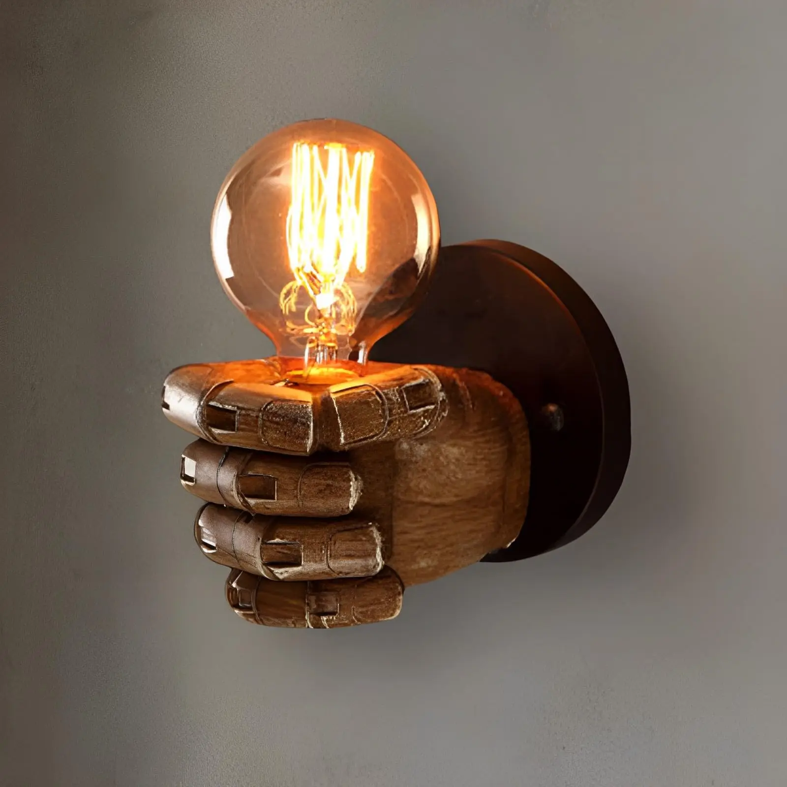 E27 Wall Light Indoor Wall Lights Antique Wall Lamp Fist Wall Sconce Light Brown Wall Lamps Right Hand Light Bedside