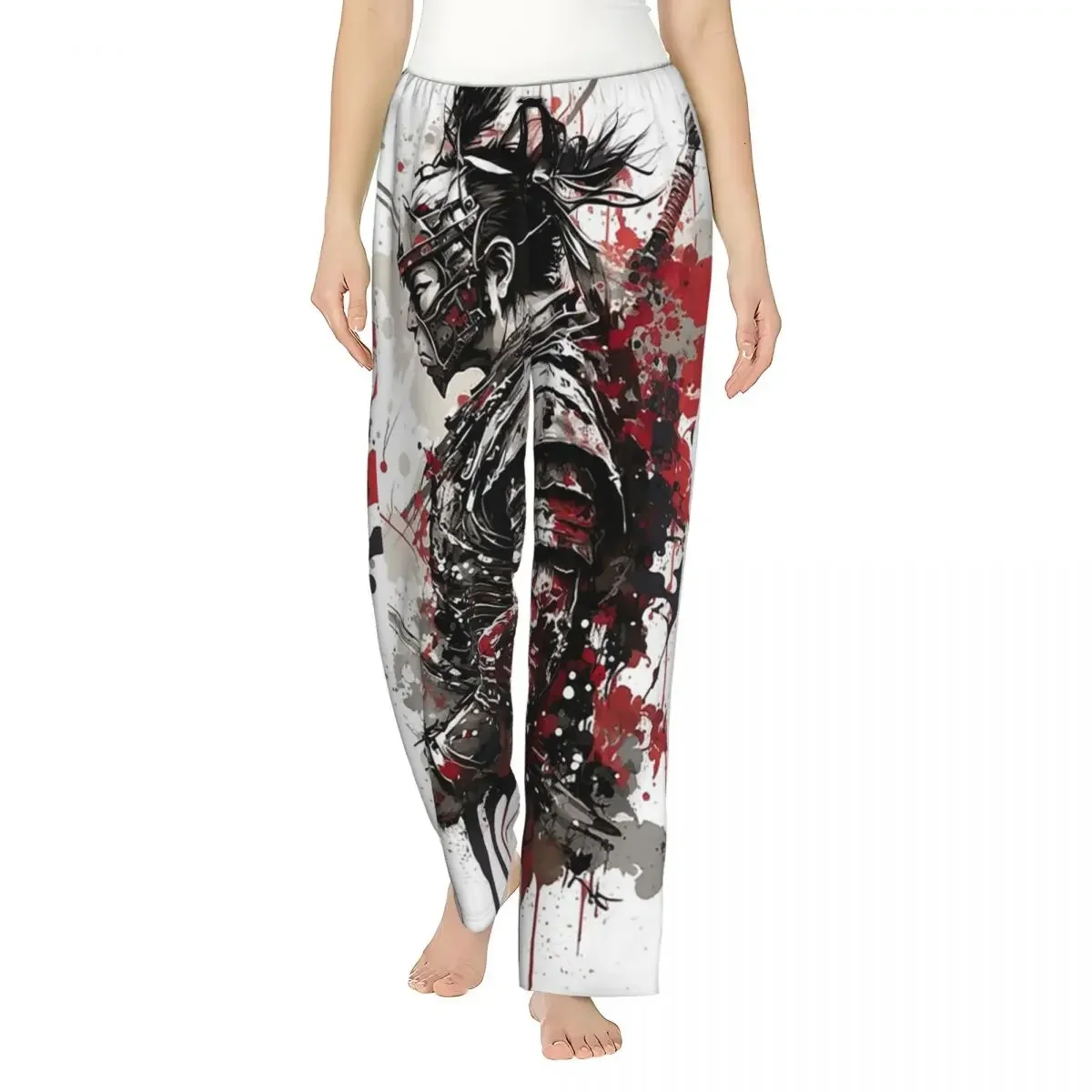 Custom Japanese Samurai Warrior Women Pajama Pants Lounge Sleep Sleepwear Bottoms with Pockets