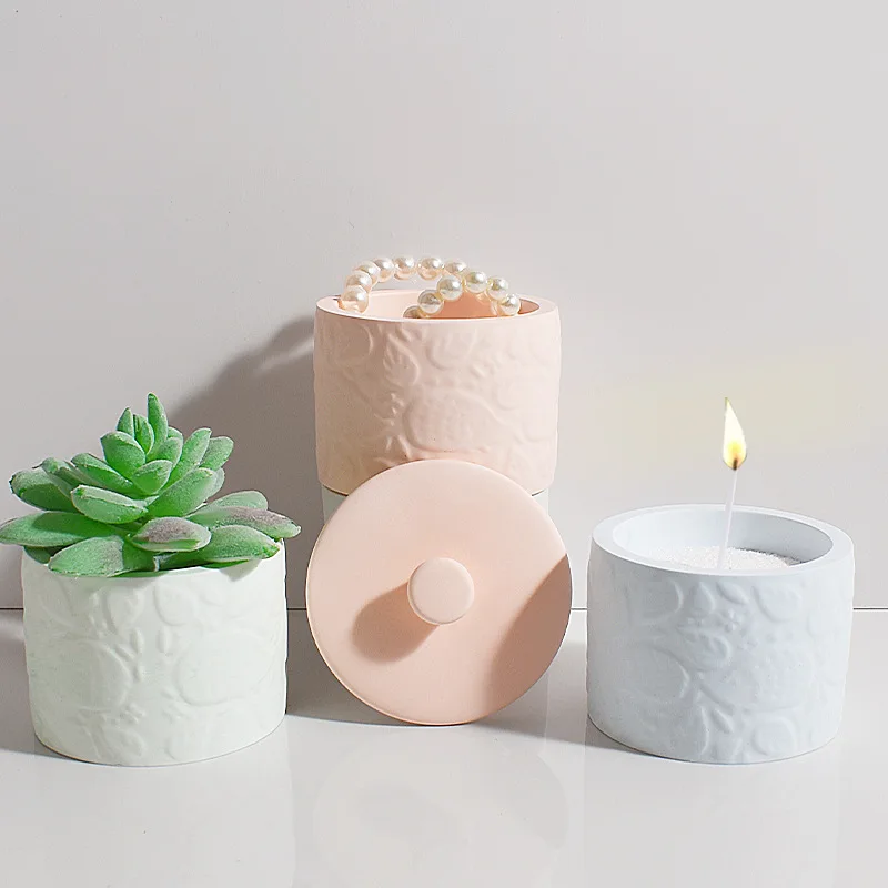 

Силиконовые формы для подсвечников и кашпо с текстурой цветочных листьев, круглые, для гипса, цемента, смолы, для рукоделия, для хранения