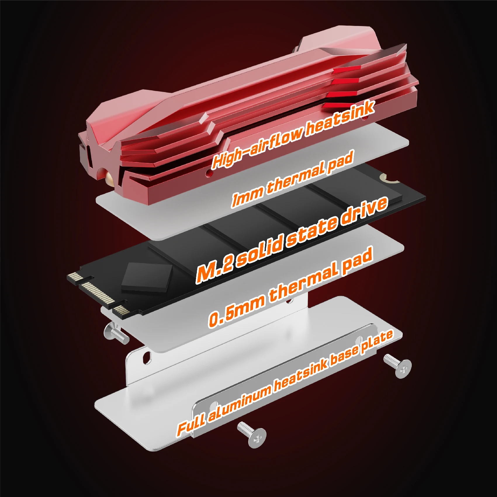 M.2 Heatsink 2280 M.2 SSD Solid State Drive Heatsink With Thermal Conductive Silicone Grease Aluminum Heat Pipe Radiator